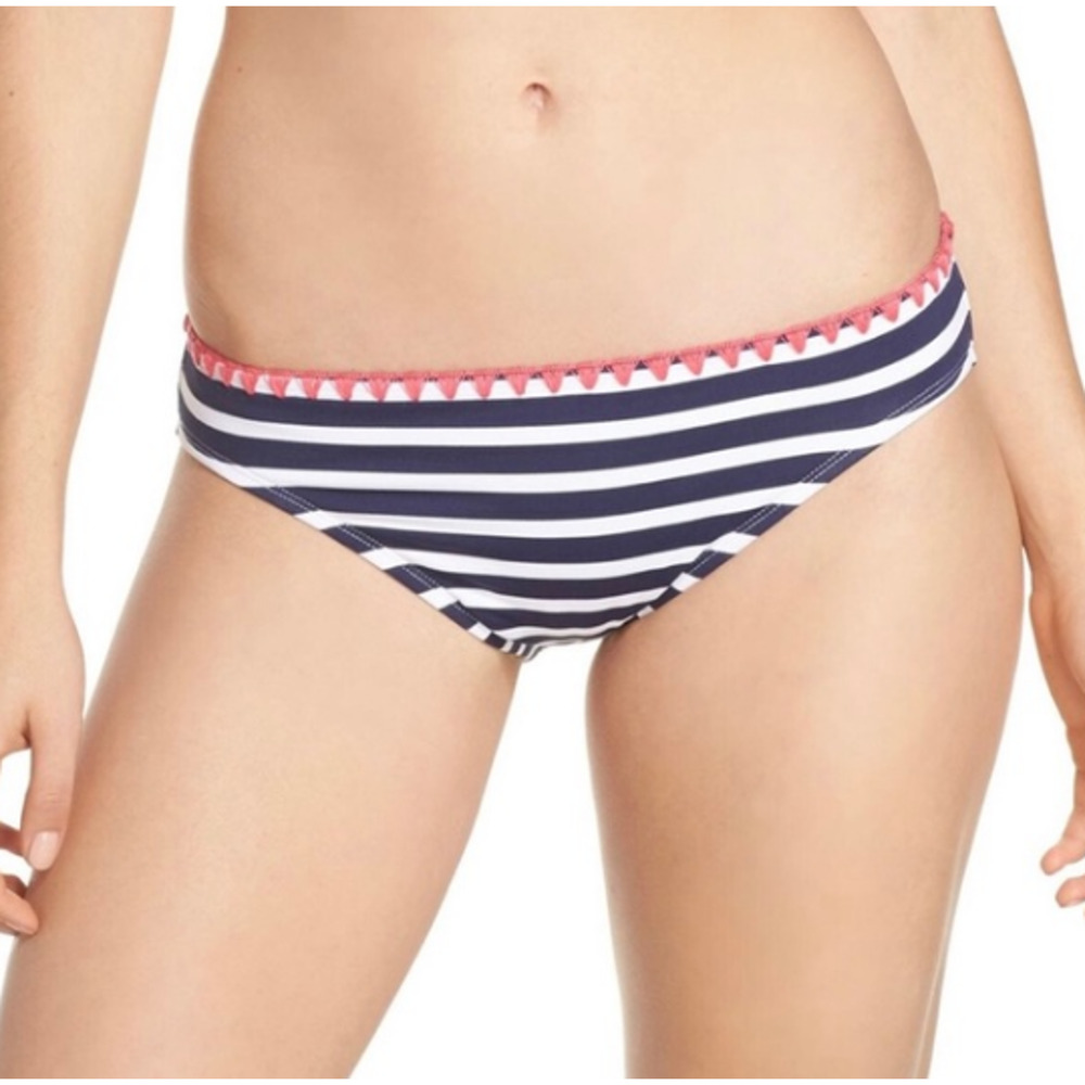 Tommy Bahama Breton Stripe Hipster Bikini Bottoms Navy White Size L